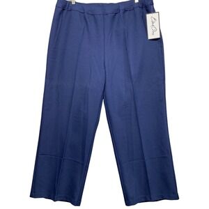 Bend Over Womens Navy Blue Polyester Dress Pants Size 22W Elastic Waist NWT